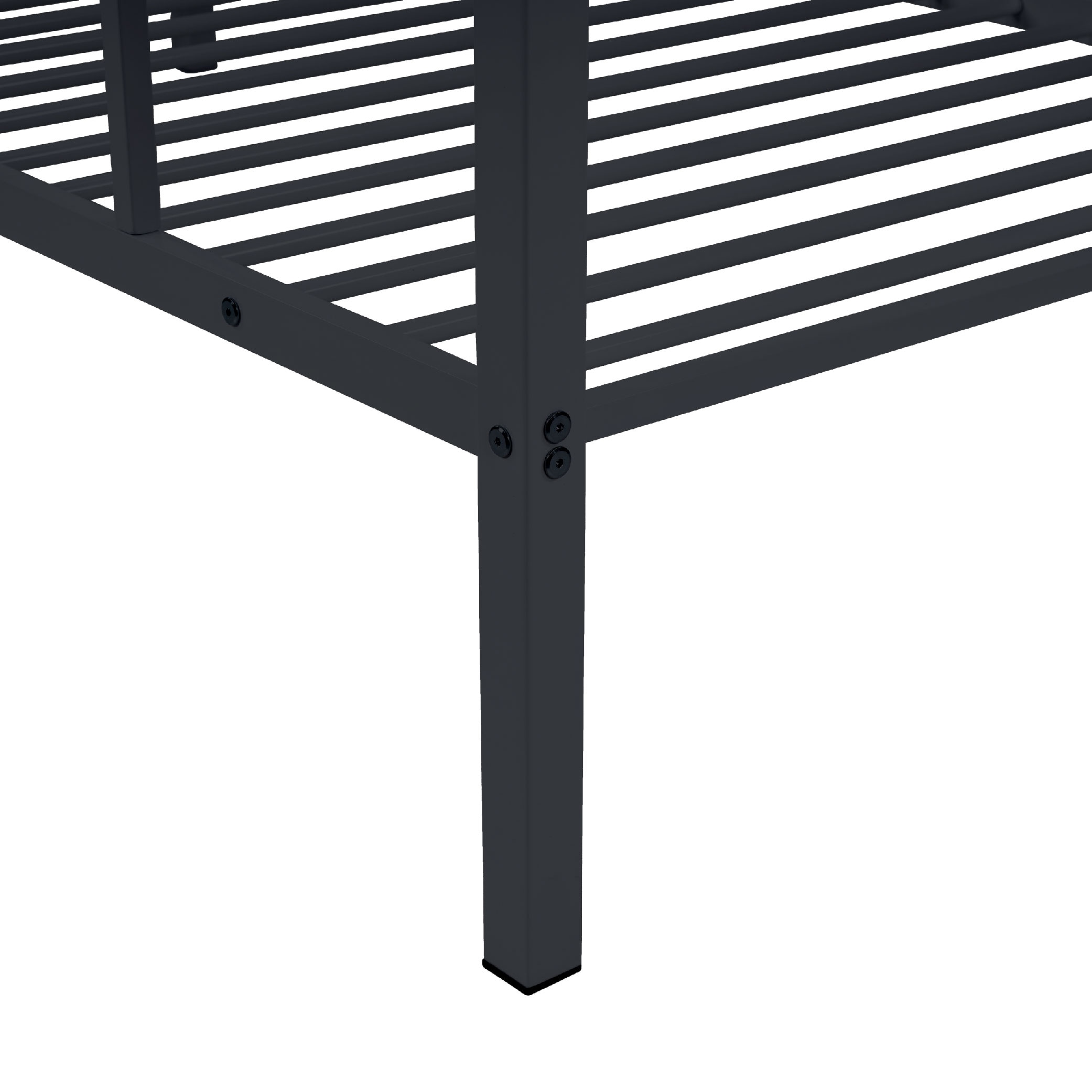 Metal Bunk Bed Twin Over Twin, Low Profile Bunk Bed Frame WithBuilt-in Ladder, High Guardrail And Metal Slats, Space-Saving Twin Size Bed Frame For Kids Teens, No Box Spring Required, Black_voghion.com